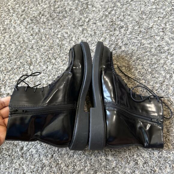Vagabond Shoemakers Black Patent Leather Ankle Boots Lace Up Zip Combat 36 US 6 - Picture 6 of 7